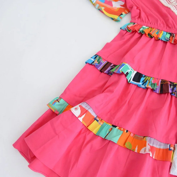 Alden Adair Begonia Lace Pink Floral Sabrina Tropical Summer  Mini Dress XS NWT - Picture 7 of 11